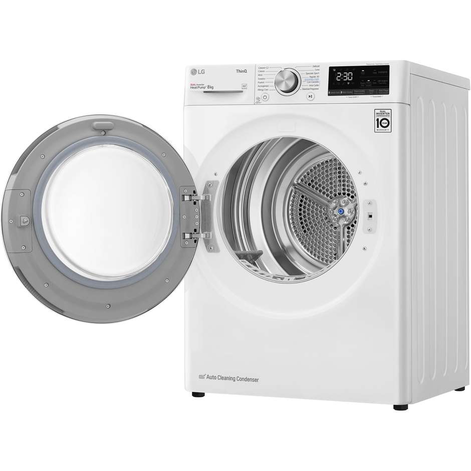 LG DUAL Inverter Heat Pump RH80V9AVHN Asciugatrice 8 kg Condensatore Autopulente Eco Hybrid 62 dB