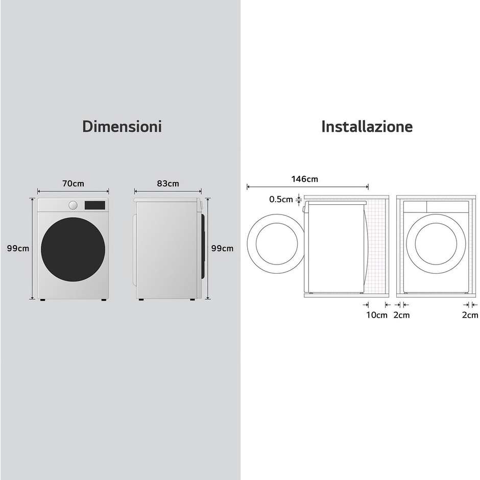 Lg F0P3020TSWC Lavasciuga 20+5 kg 1000 Giri/min Classe B Nero