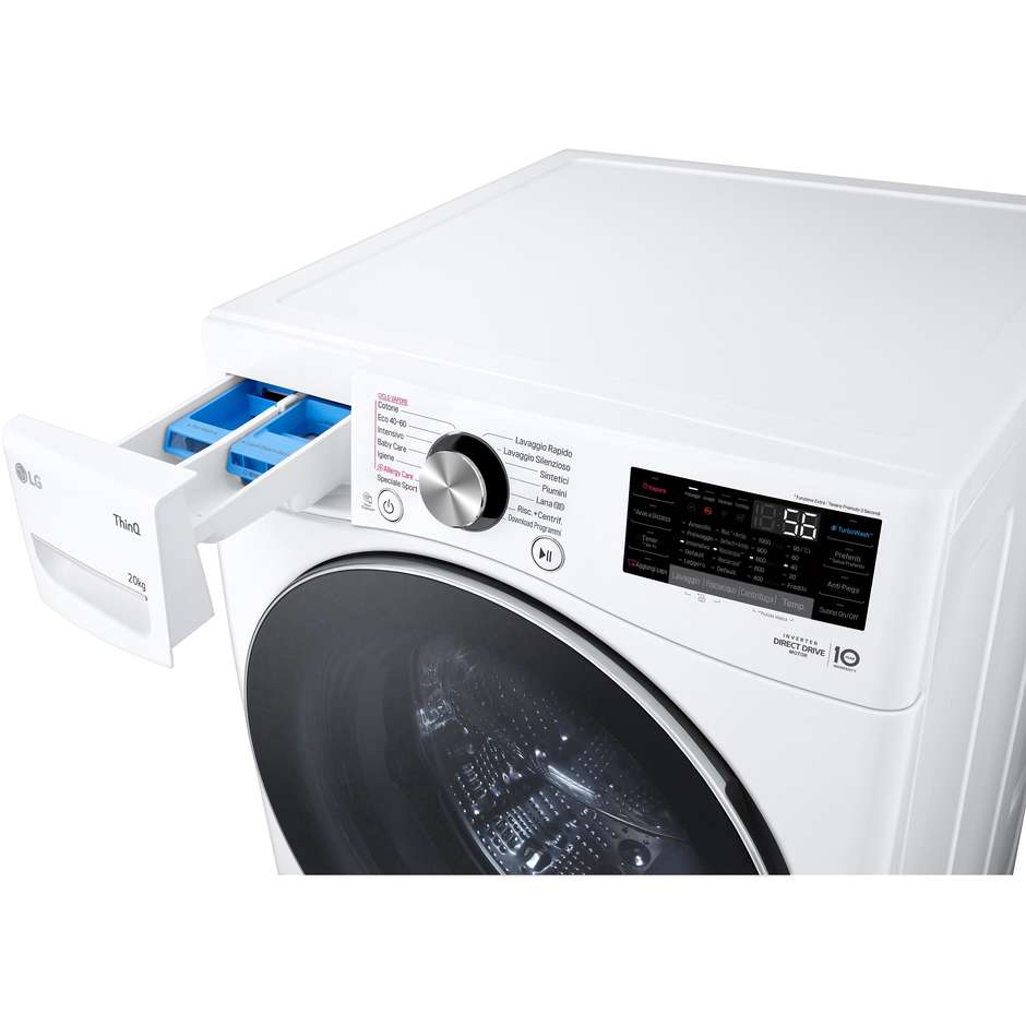 LG F0P3020TSWC Lavatrice Carica frontale 60 cm 20 kg 1000 Giri/min Motore Inverter Vapore Classe B
