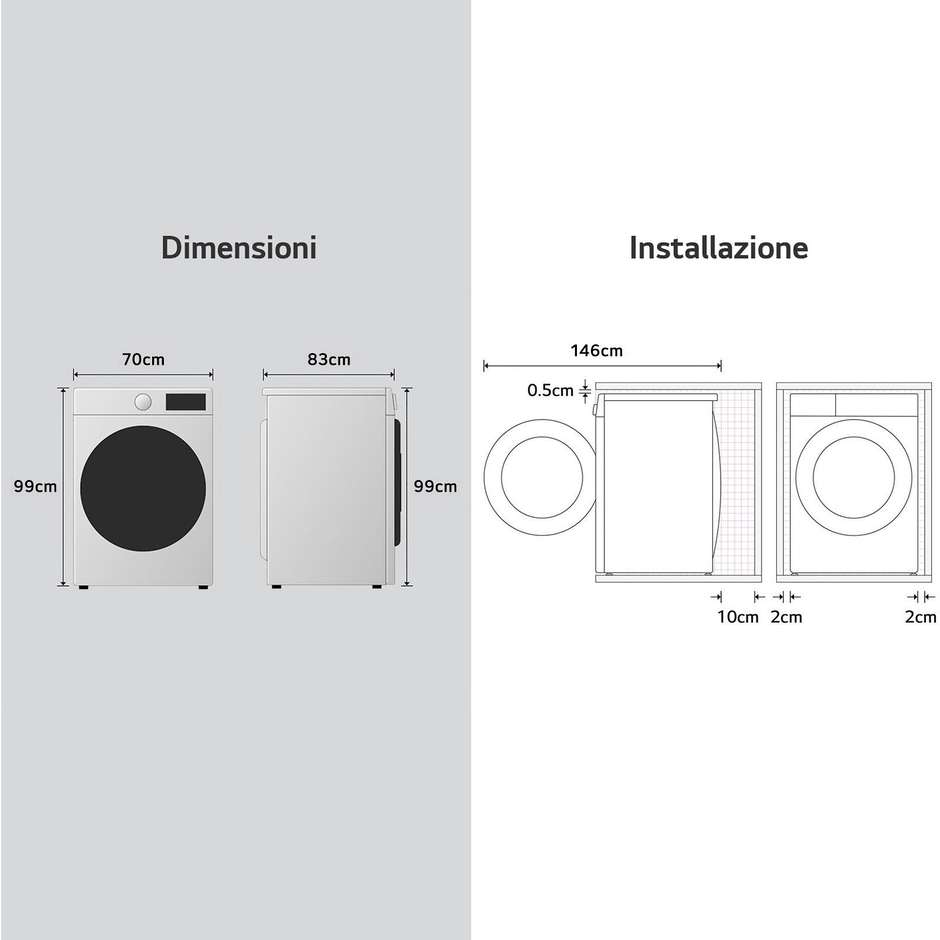 LG F0P3020TSWC Lavatrice Carica Frontale Capacita 20 Kg 1000 Giri/min Classe B Colore Bianco