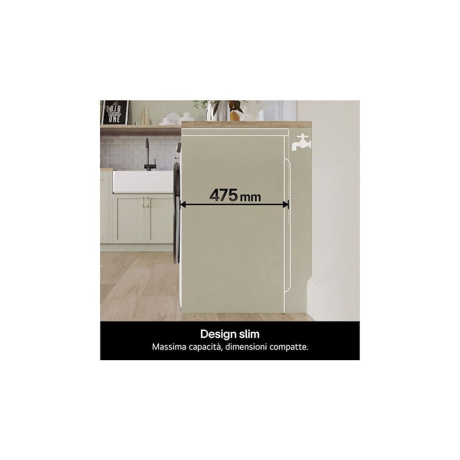 LG F2NX10S7NLB lavatrice Slim 7 kg 1200 giri, classe A, vapore e Wi-Fi ThinQ