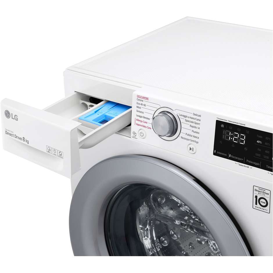 Lg F2WV3S7S4E Lavasciuga 7+5 kg 1200 Giri/min Classe D Inox / Silver