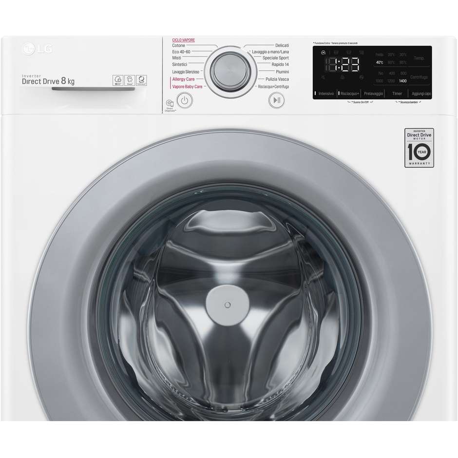 LG F2WV3S7S4E Lavatrice Carica frontale 60 cm 7 kg 1170 Giri/min Motore Inverter Vapore Classe D