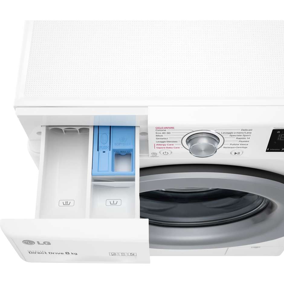 LG F2WV3S7S4E Lavatrice Carica frontale 60 cm 7 kg 1170 Giri/min Motore Inverter Vapore Classe D