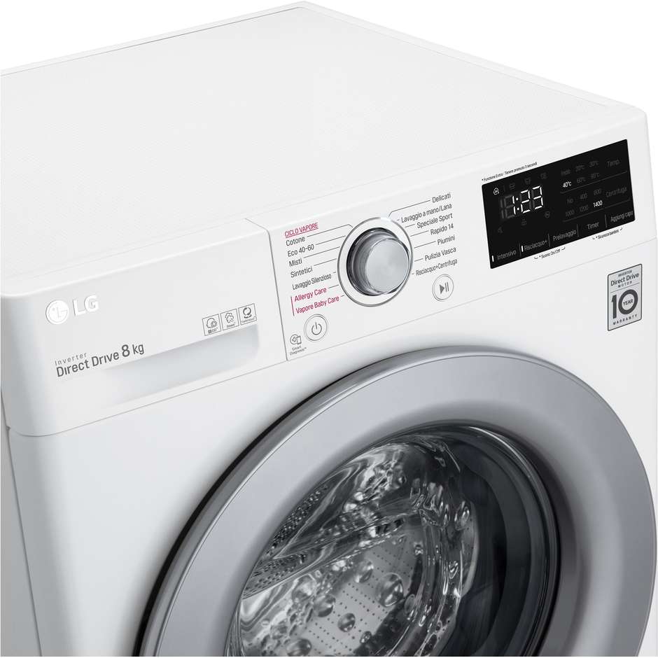 LG F2WV3S7S4E lavatrice slim 7 kg con AI DD e vapore, classe D