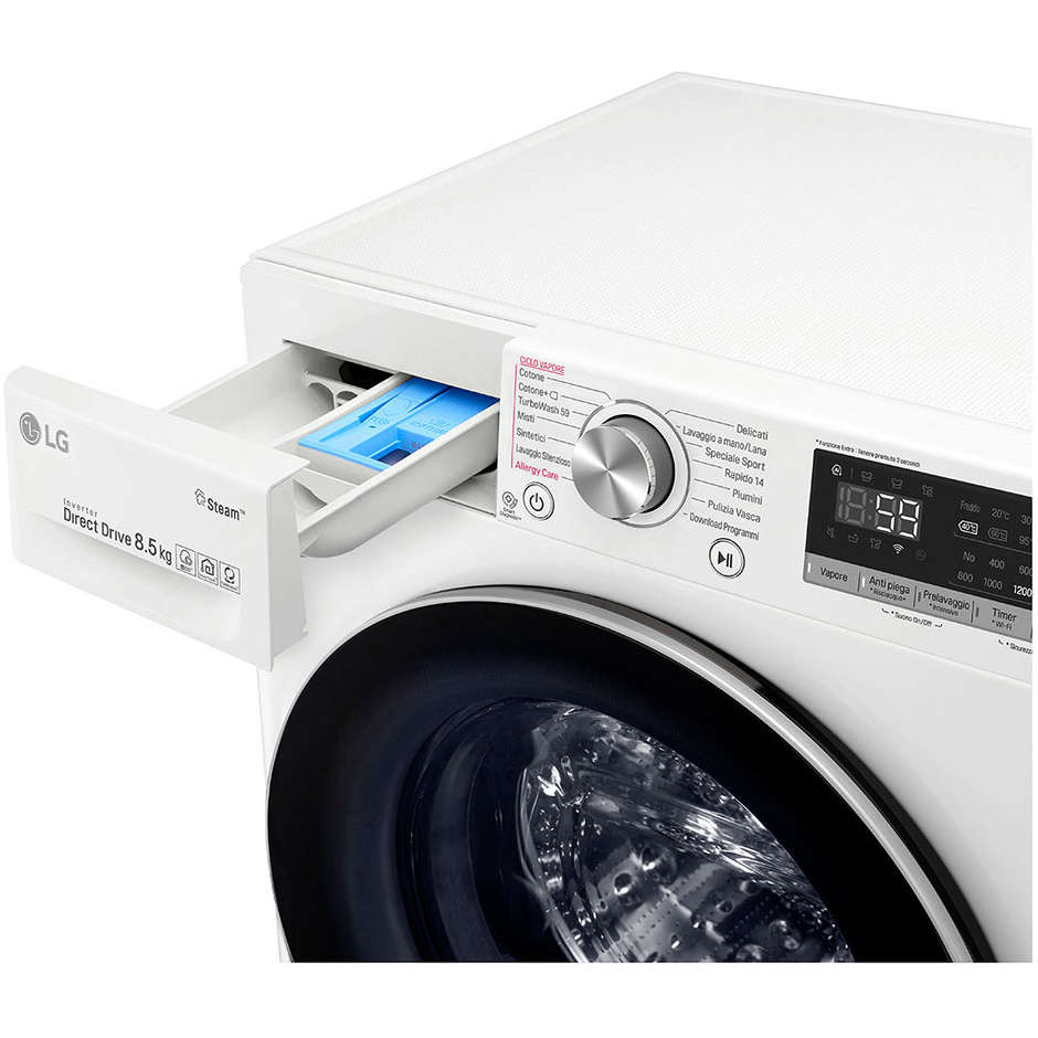 LG F2WV7S8P1 lavatrice snella 47 cm 8.5 Kg 1200 giri classe A+++-30% colore bianco
