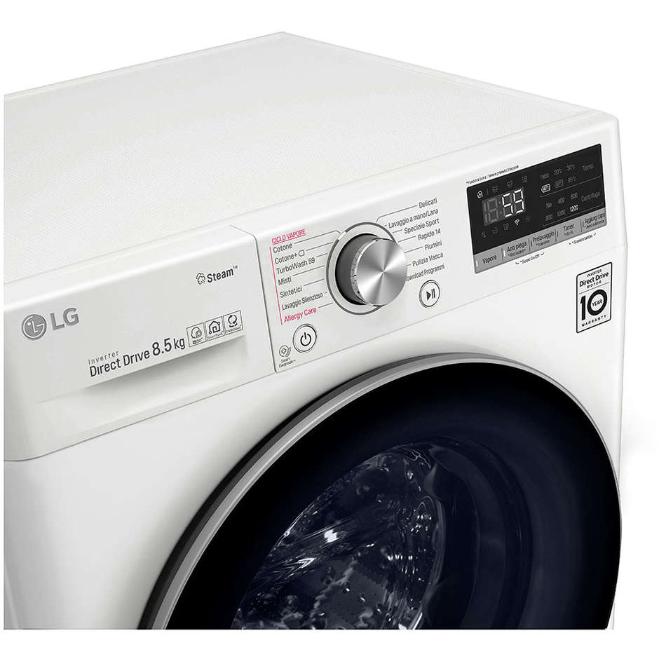 LG F2WV7S8P1 lavatrice snella 47 cm 8.5 Kg 1200 giri classe A+++-30% colore bianco