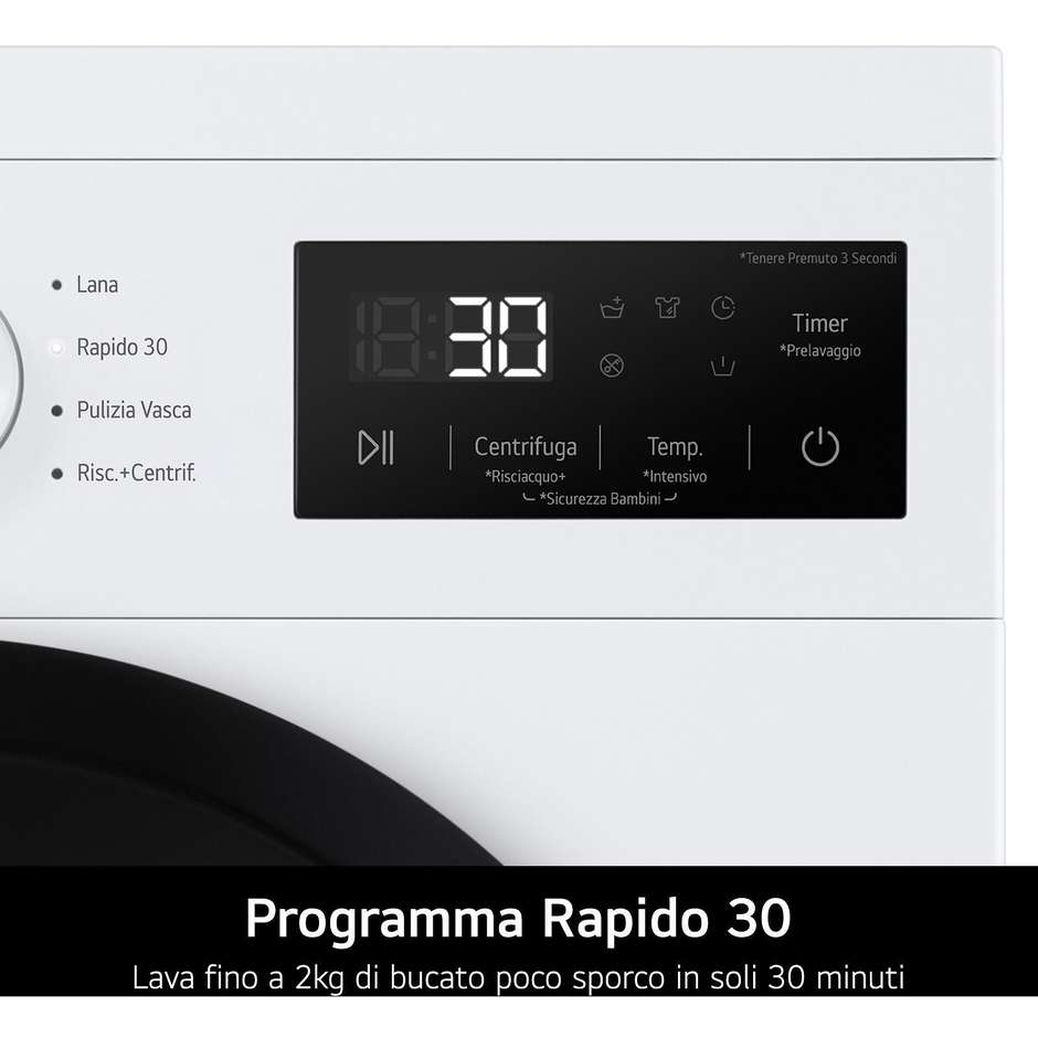 Lg F4NA10S8NWK Lavasciuga 8+5 kg 1400 Giri/min Classe A Nero