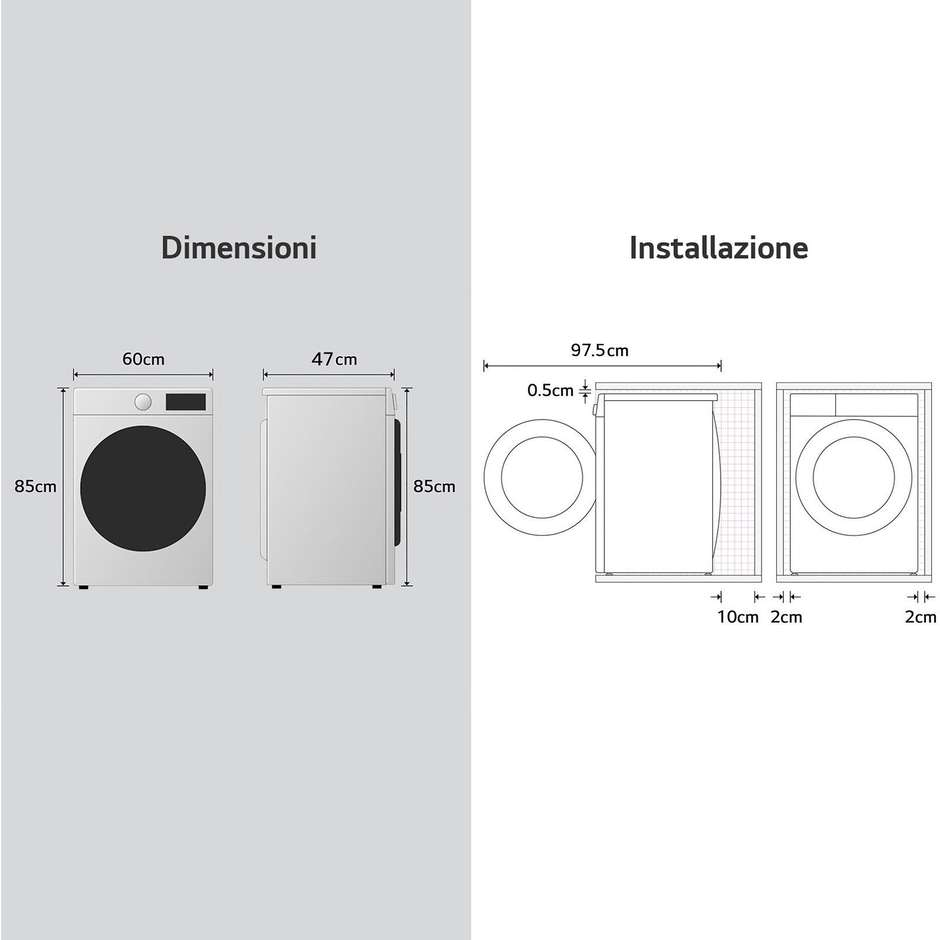 LG F4NA10S8NWK Lavatrice Carica Frontale Capacita 8 Kg 1400 Giri/min Classe A Colore Bianco