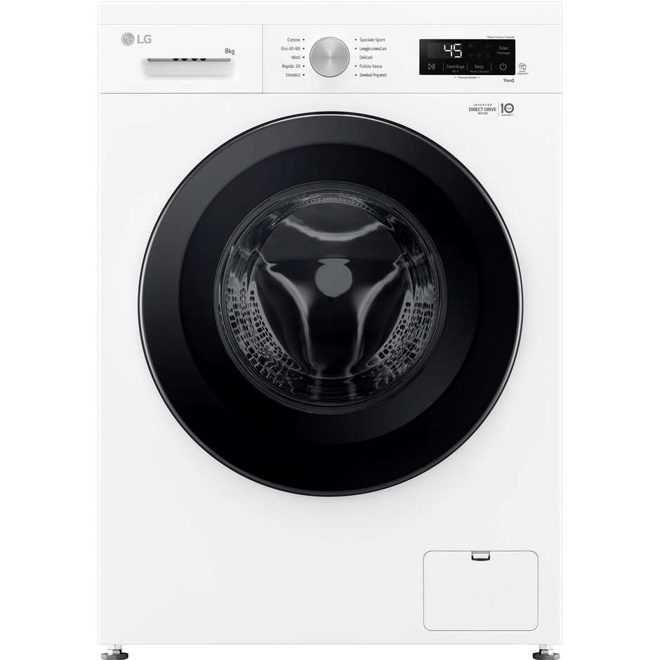 LG F4NX1008NWK lavatrice 8 kg, 1400 giri, ThinQ, classe A