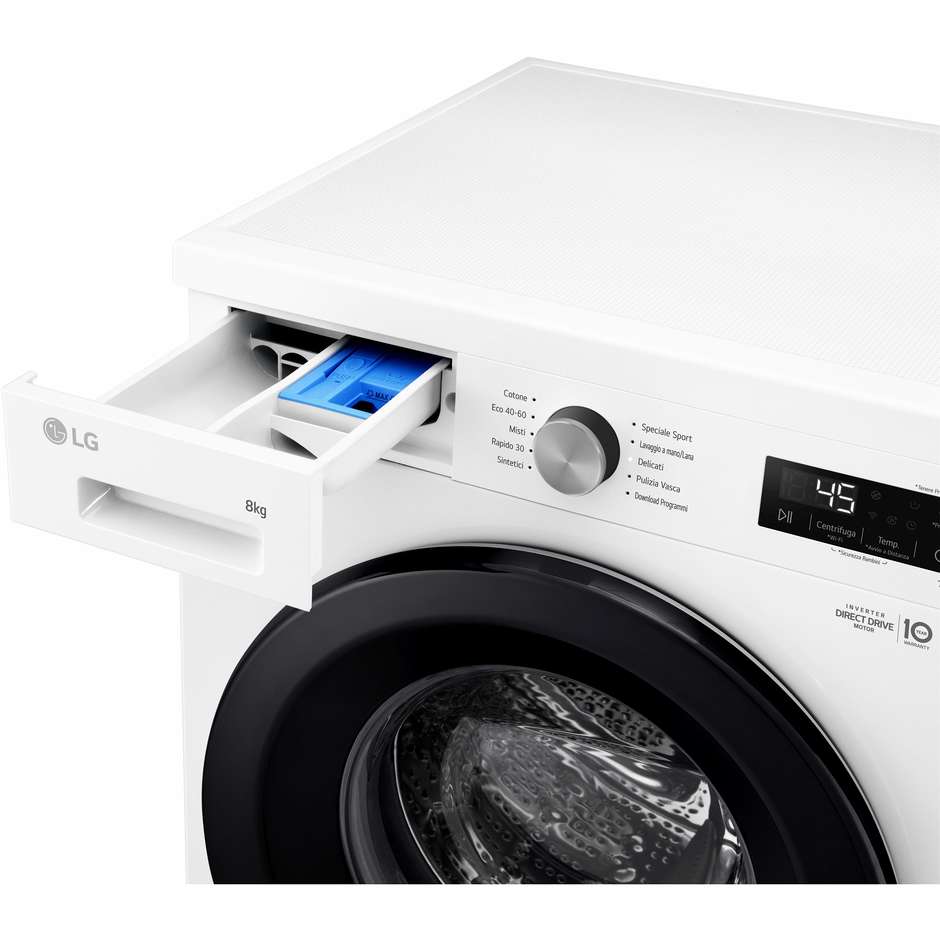 LG F4NX1008NWK lavatrice 8 kg, 1400 giri, ThinQ, classe A