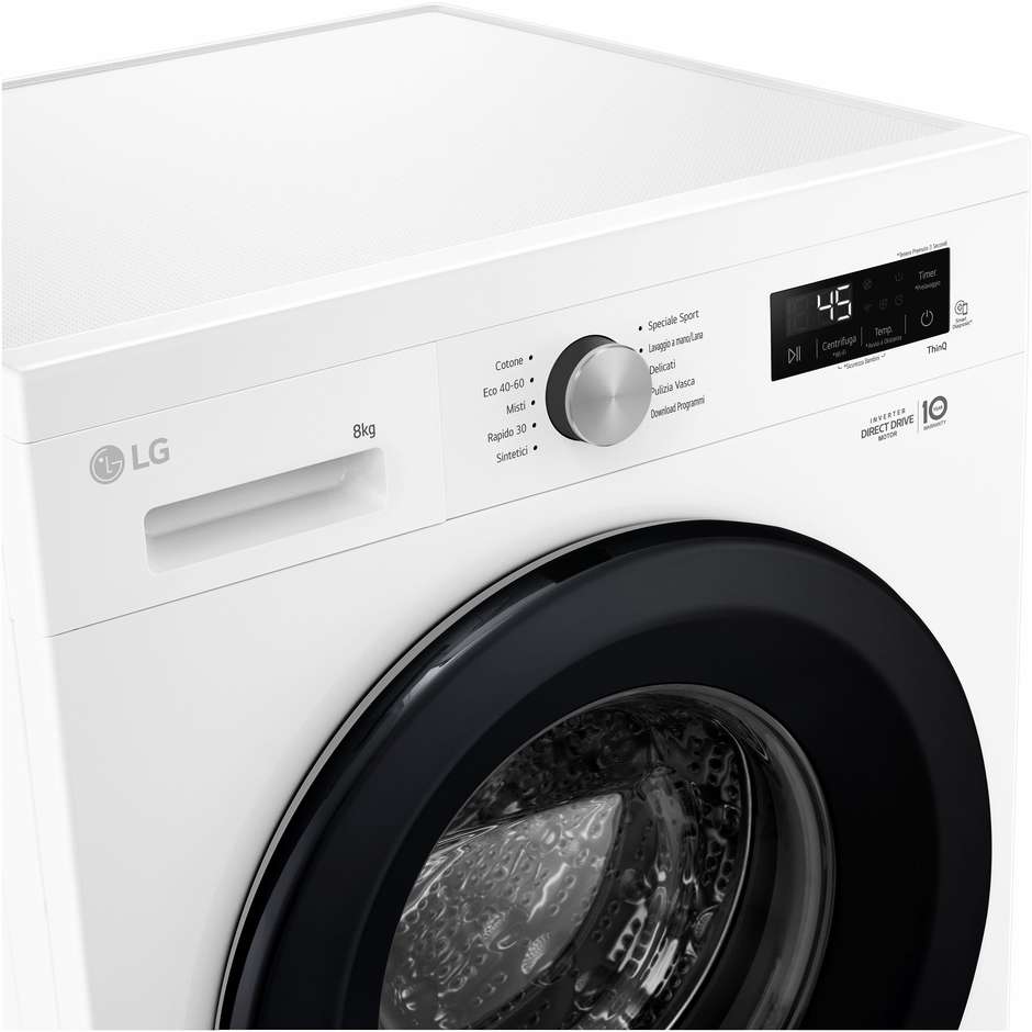 LG F4NX1008NWK lavatrice 8 kg, 1400 giri, ThinQ, classe A