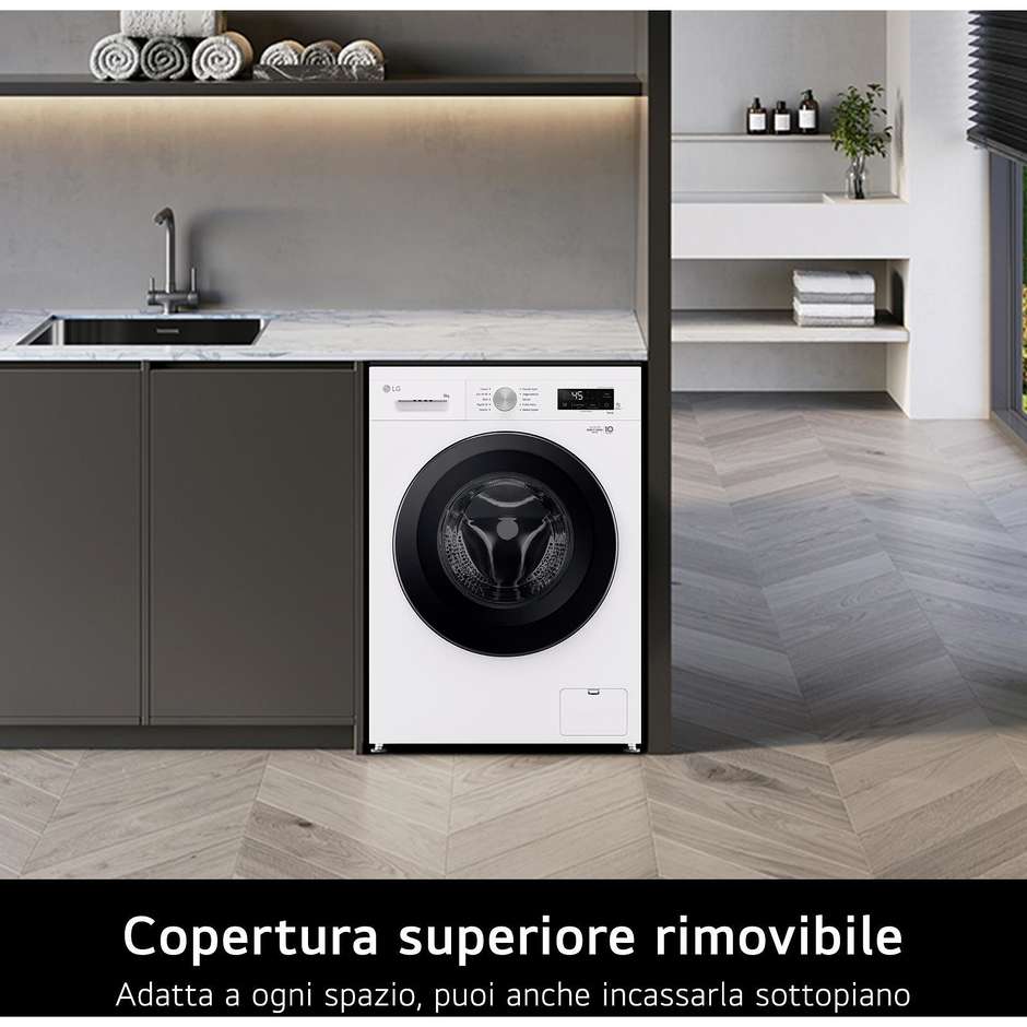 LG F4NX1008NWK Lavatrice Carica frontale 60 cm 8 kg 1400 Giri/min Motore Inverter Vapore Classe A