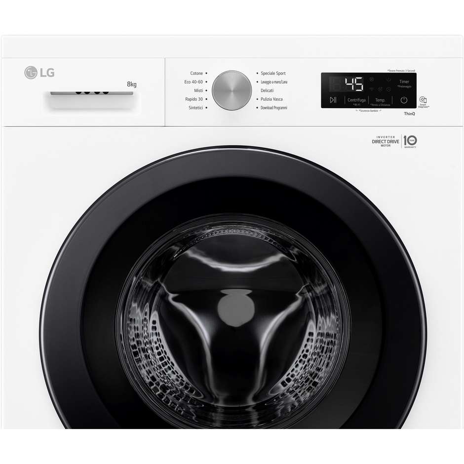 LG F4NX1008NWK Lavatrice Carica Frontale Capacita 8 Kg 1400 Giri/min Classe A Colore Bianco