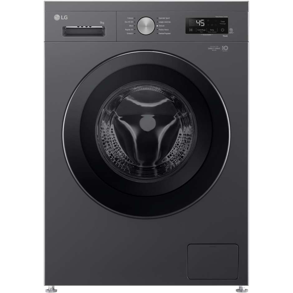 LG F4NX1009NMB Lavatrice smart Carica Frontale 1400 Giri/min Capacita 9 Kg Classe A Colore Nero