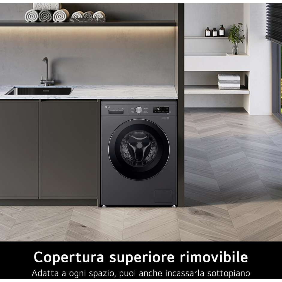 LG F4NX1009NMB Lavatrice smart Carica Frontale 1400 Giri/min Capacita 9 Kg Classe A Colore Nero