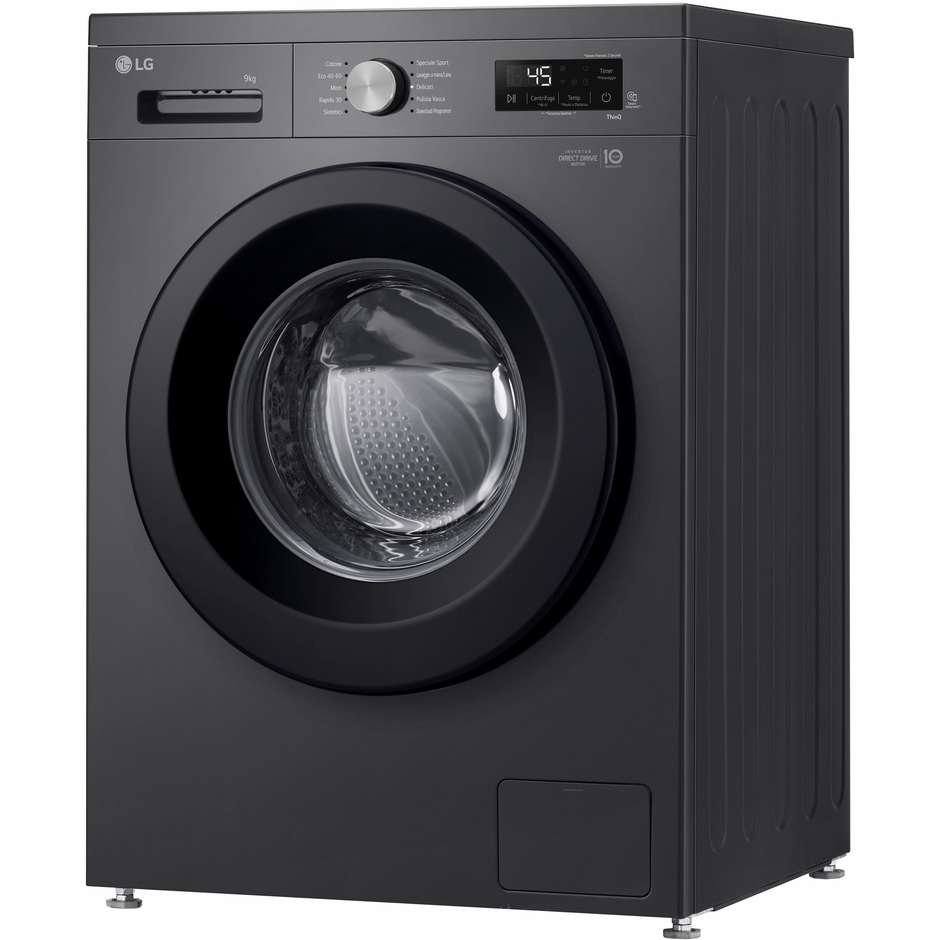 LG F4NX1009NMB Lavatrice smart Carica Frontale 1400 Giri/min Capacita 9 Kg Classe A Colore Nero