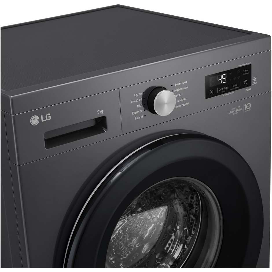 LG F4NX1009NMB Lavatrice smart Carica Frontale 1400 Giri/min Capacita 9 Kg Classe A Colore Nero