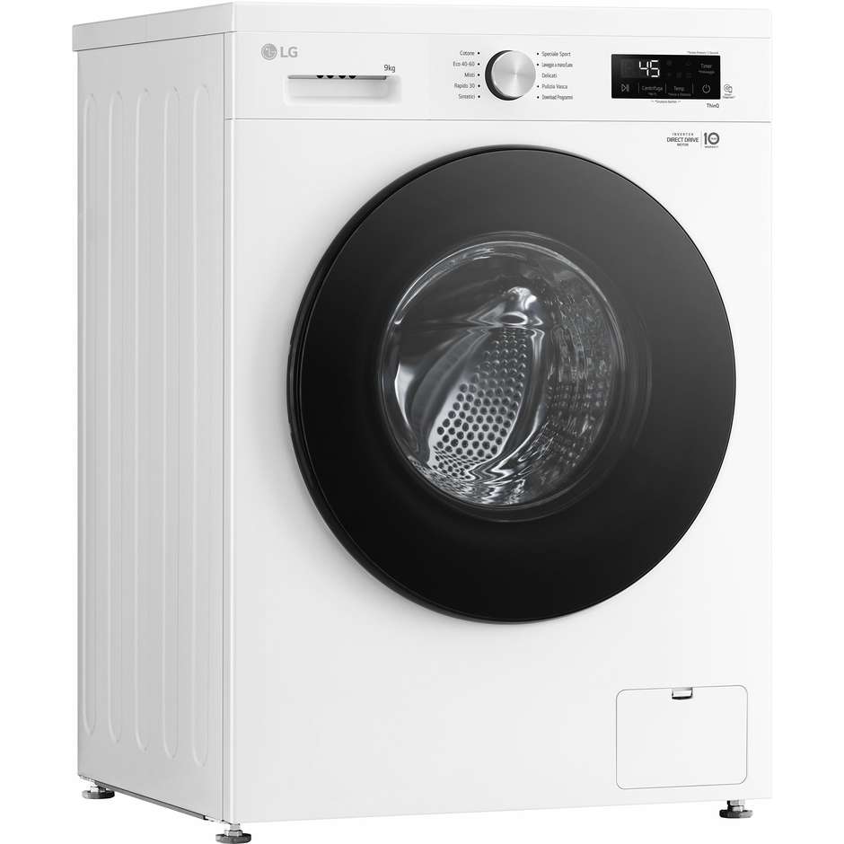 LG F4NX1009NWB lavatrice 9 kg, 1400 giri, ThinQ, classe A