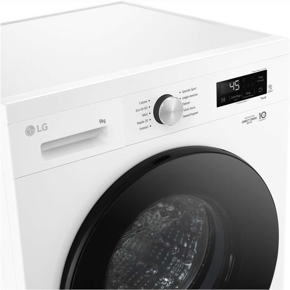 LG F4NX1009NWB Lavatrice Carica frontale 60 cm 9 kg 1400 Giri/min Motore Inverter Vapore Classe A