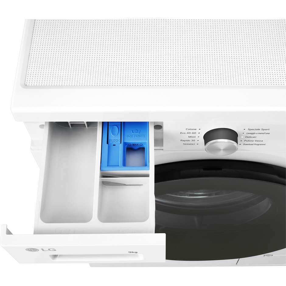 LG F4NX1009NWB Lavatrice Carica frontale 60 cm 9 kg 1400 Giri/min Motore Inverter Vapore Classe A