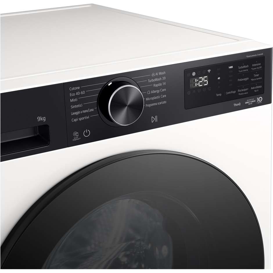 LG F4NX5009THB Lavatrice Carica frontale Capacita 9 Kg 1400 Giri/min Classe A Colore Bianco