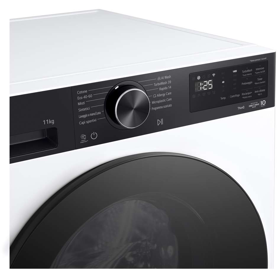LG F4NX5011TKB lavatrice 11 kg, 1400 giri/min, AI DD, Wi-Fi, classe A