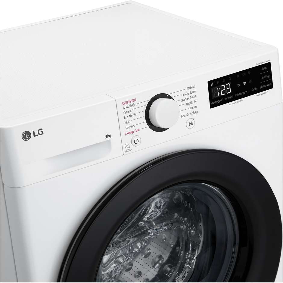 LG F4R3009NSWB Lavatrice Carica frontale Capacita 9 Kg  1400 Giri/min Classe A Colore Bianco