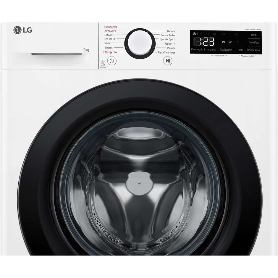 LG F4R3009NSWB Lavatrice Carica frontale Capacita 9 Kg  1400 Giri/min Classe A Colore Bianco