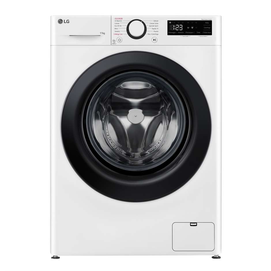 LG F4R3011NSWB lavatrice 11 kg 1400 giri AI DD e Steam, classe A, bianca