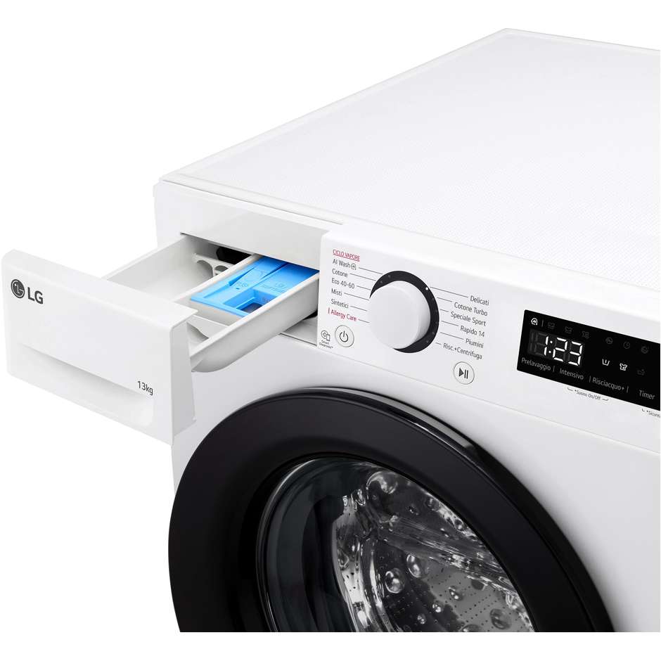 LG F4R3013NSWB lavatrice 13 kg 1400 giri classe A bianca con AI DD e vapore