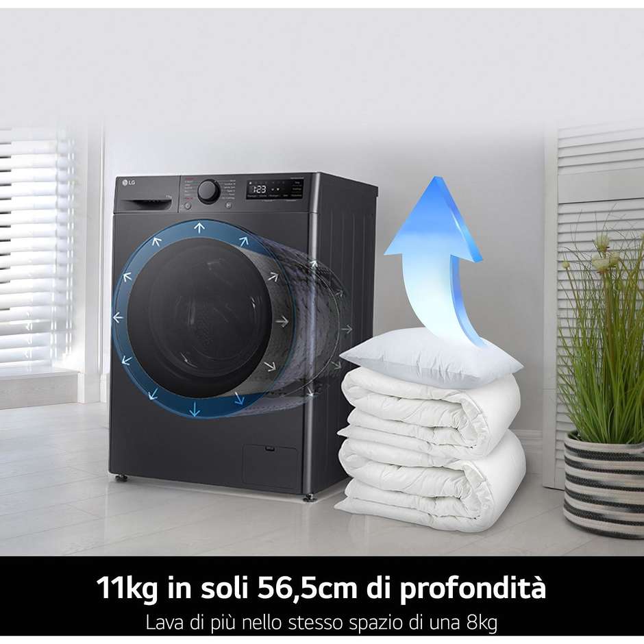 Lg F4R5011TSM Lavasciuga 11+5 kg 1400 Giri/min Classe A Nero