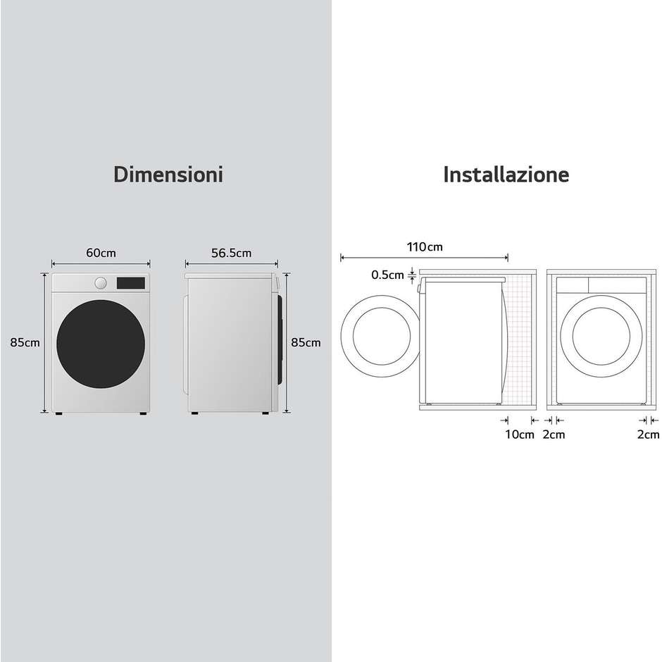 LG F4R5011TSM Lavatrice Carica frontale 60 cm 11 kg 1400 Giri/min Motore Inverter Vapore Classe A Nero