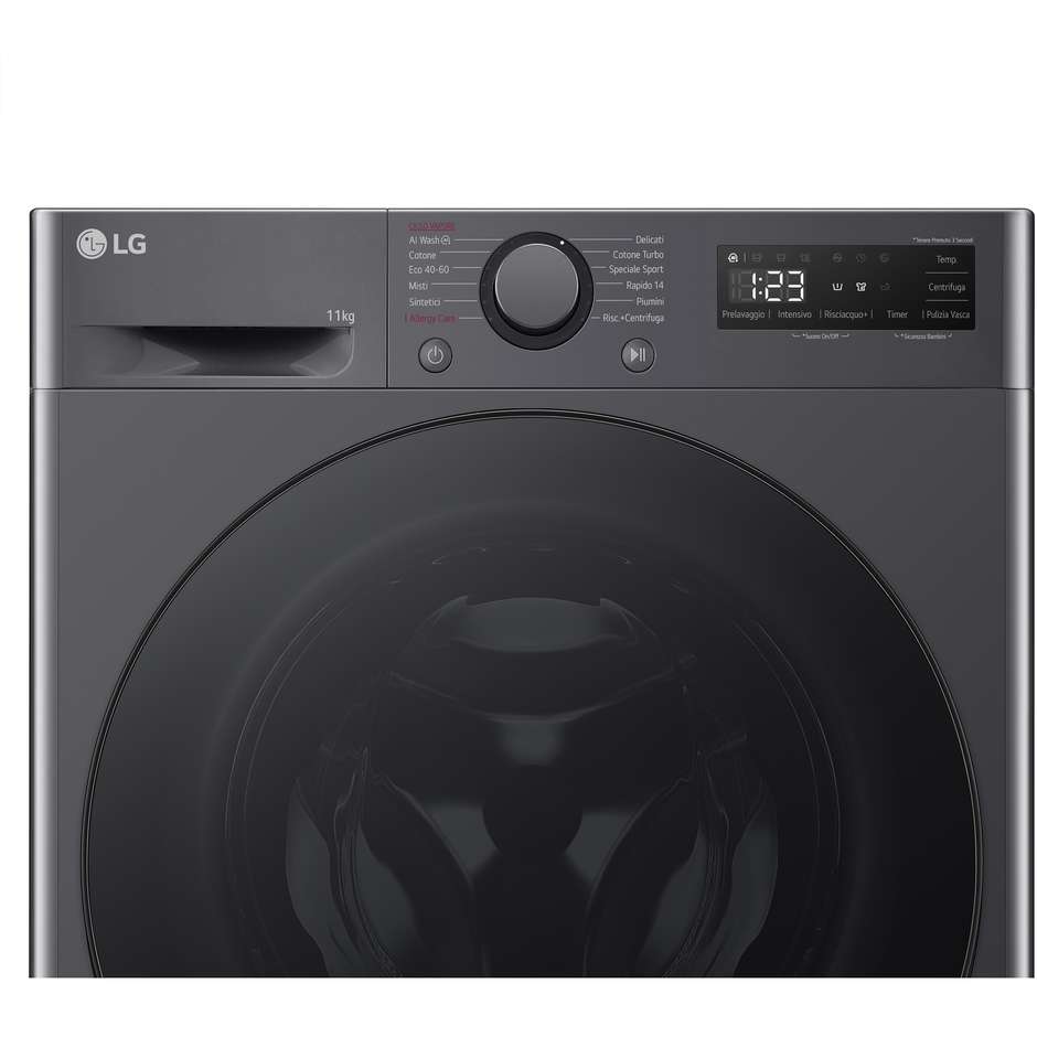 LG F4R5011TSMB lavatrice 11 kg, 1400 giri, TurboWash 360, classe A