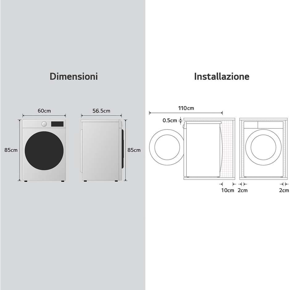 LG F4R5011TSMB Lavatrice Carica Frontale Capacita 11 Kg 1400 Giri/min Classe A Colore Nero