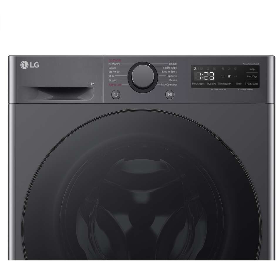 LG F4R5011TSMB Lavatrice Carica Frontale Capacita 11 Kg 1400 Giri/min Classe A Colore Nero