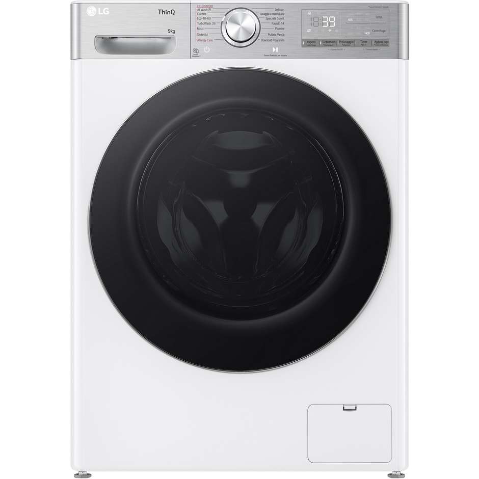LG F4R9009TPWC lavatrice 9 kg, 1400 giri, TurboWash 360, Wi-Fi, classe A