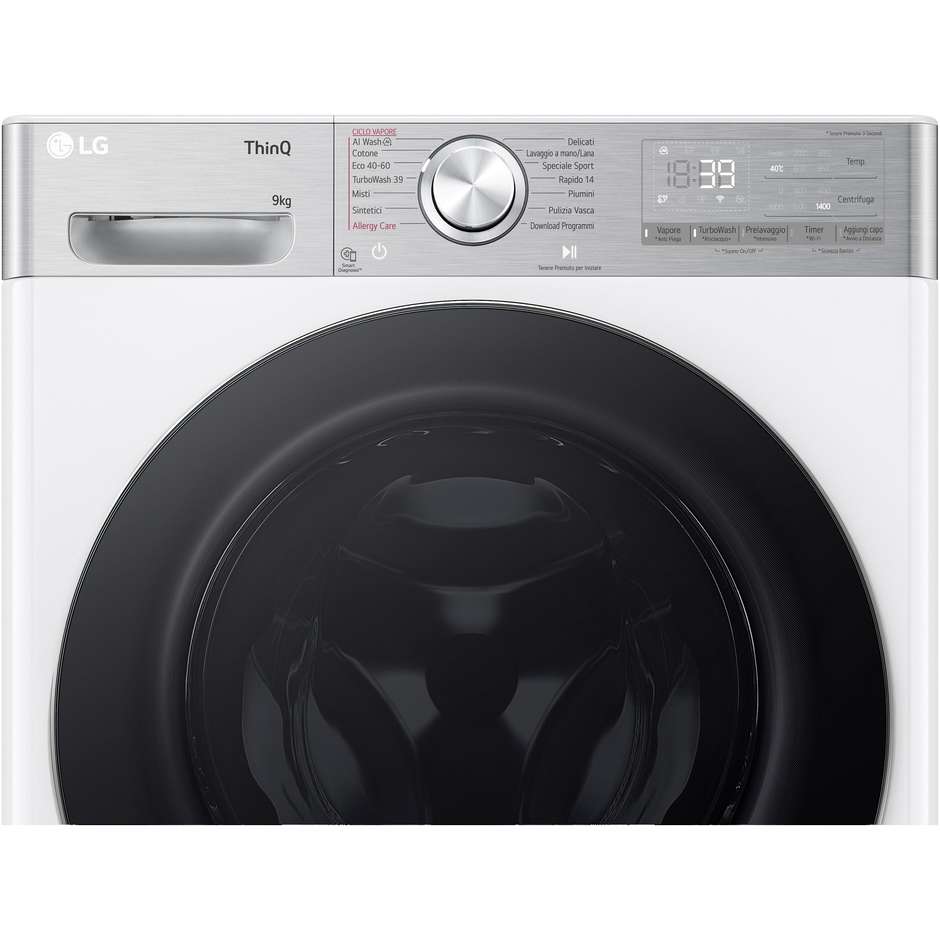 LG F4R9009TPWC Lavatrice Carica frontale 60 cm 9 kg 1400 Giri/min Motore Inverter Vapore Classe A