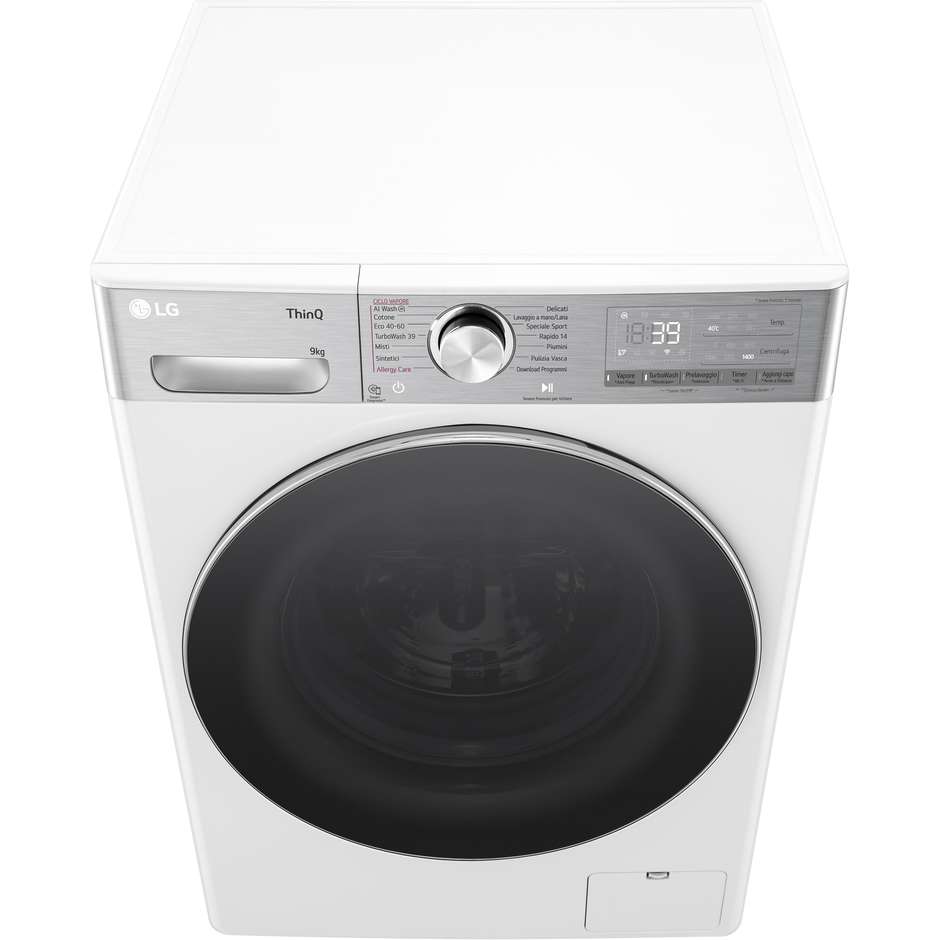 LG F4R9009TPWC Lavatrice Carica frontale 60 cm 9 kg 1400 Giri/min Motore Inverter Vapore Classe A