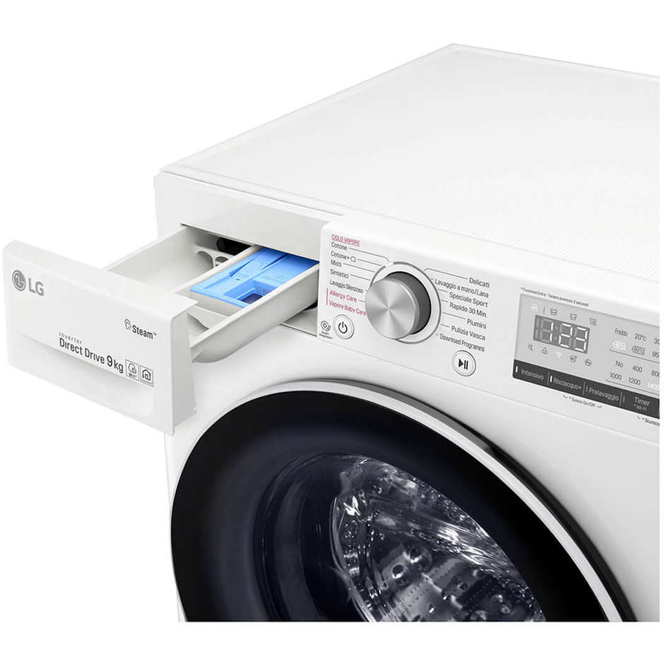 LG F4WV409S0E Lavatrice carica frontale 9 Kg 1360 giri classe A+++-30% funzione vapore Wifi colore bianco