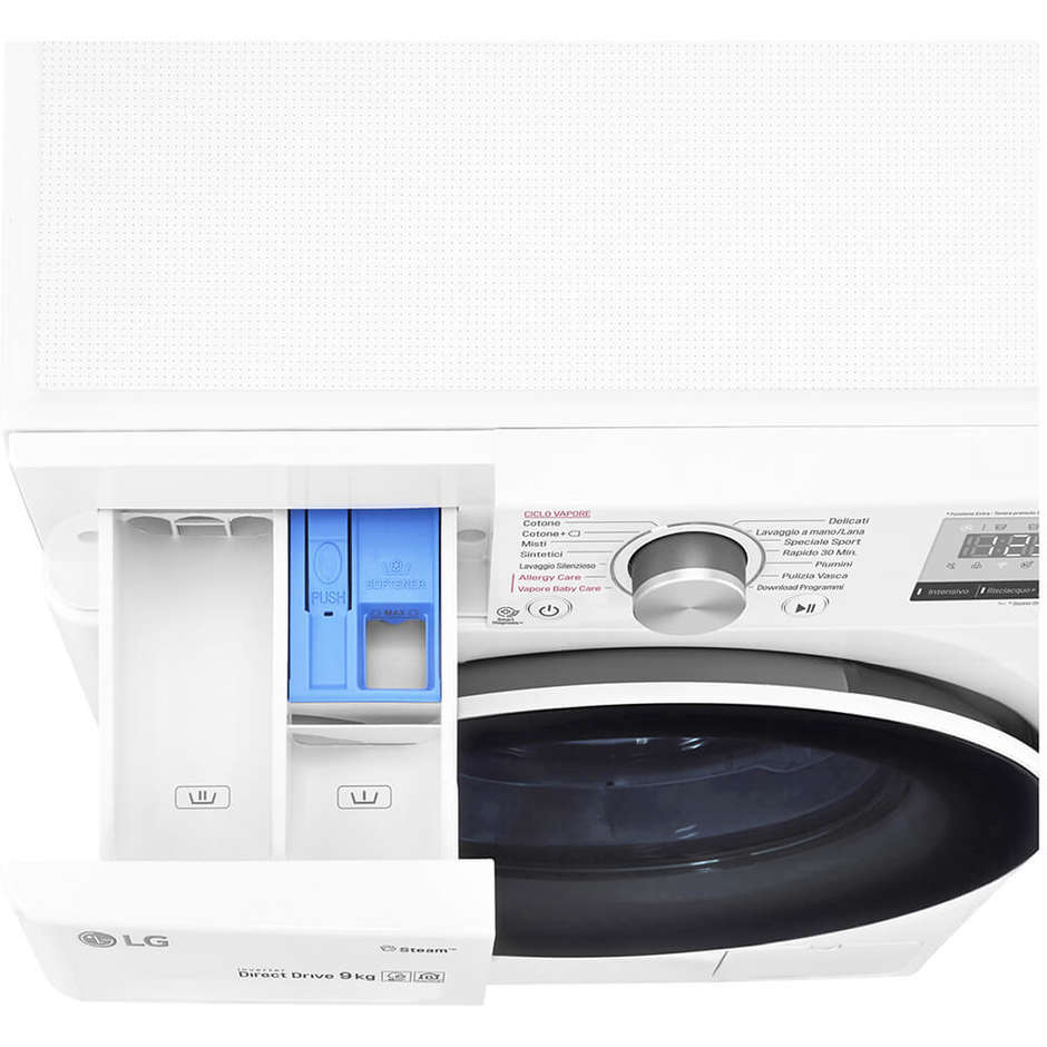 LG F4WV409S0E Lavatrice carica frontale 9 Kg 1360 giri classe A+++-30% funzione vapore Wifi colore bianco