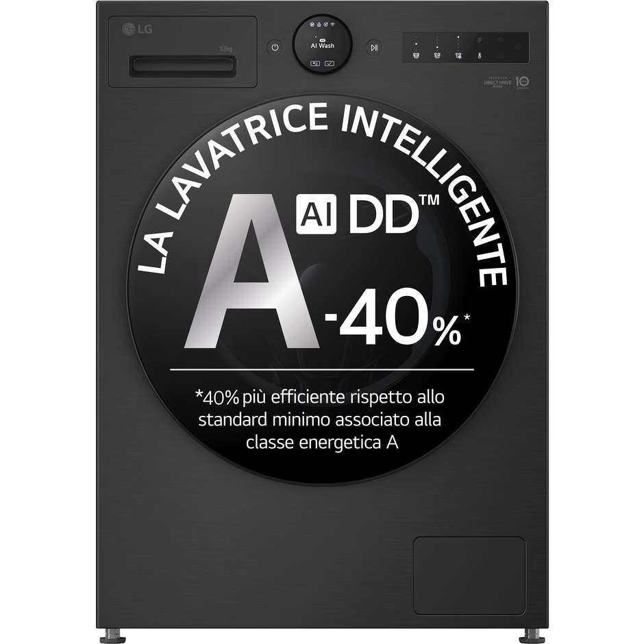 LG F4X7013TBB Lavatrice Carica frontale 60 cm 13 kg 1400 Giri/min Motore Inverter Vapore Classe A Nero