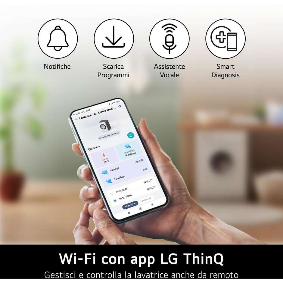 LG F4X7013TBB Lavatrice Carica frontale 60 cm 13 kg 1400 Giri/min Motore Inverter Vapore Classe A Nero