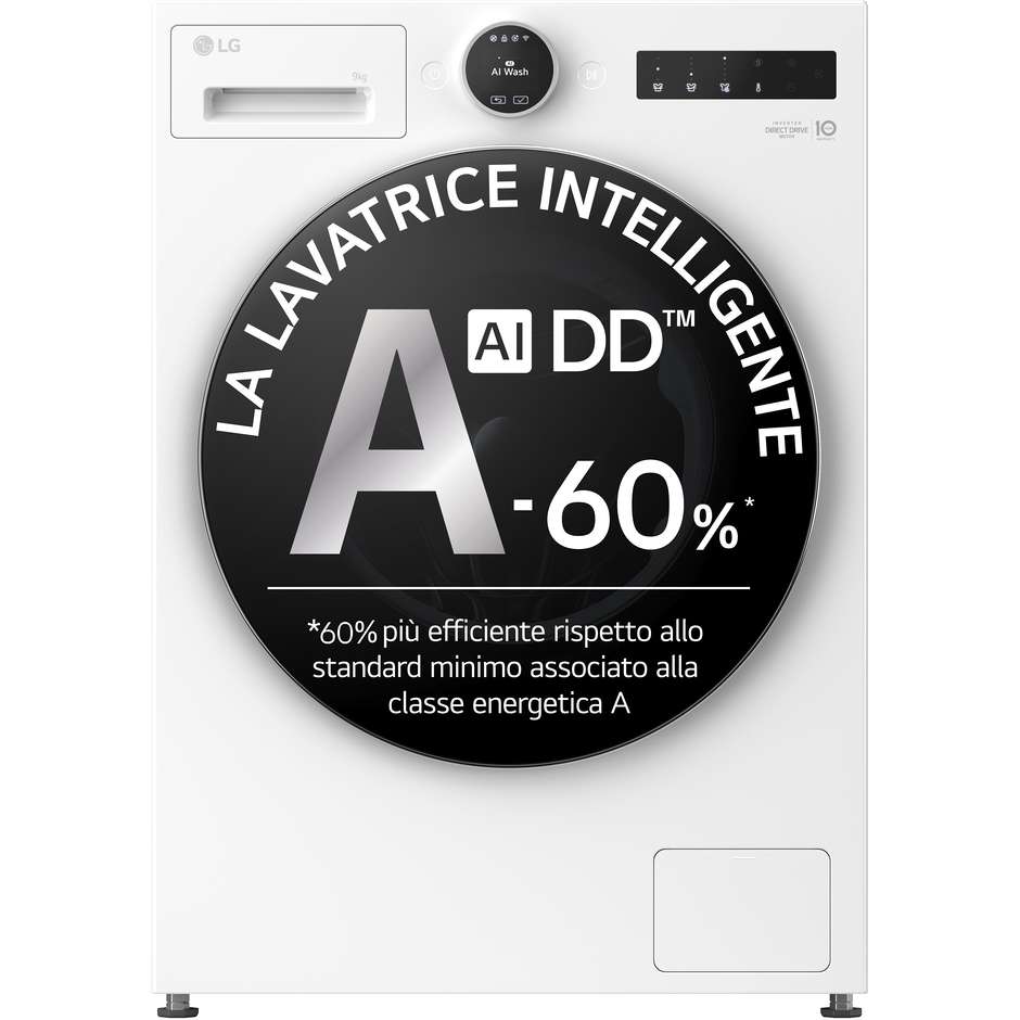 LG F4X9009TWCE Lavatrice Carica Frontale Capacita 9 Kg 1400 Giri/min Classe A Colore Bianco