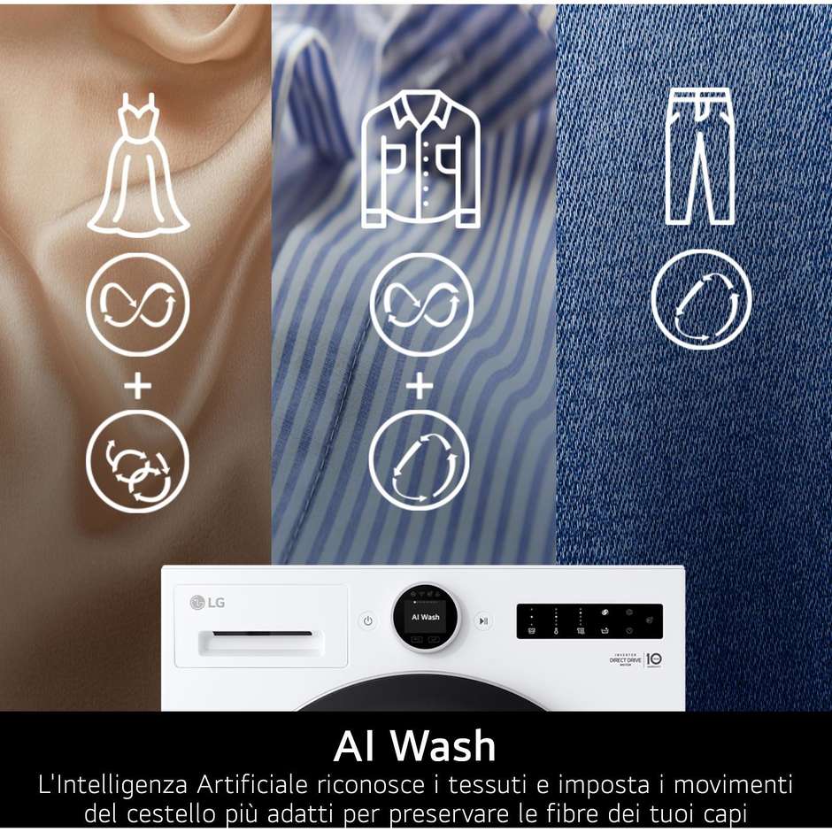 LG F4X9009TWCE Lavatrice Carica Frontale Capacita 9 Kg 1400 Giri/min Classe A Colore Bianco