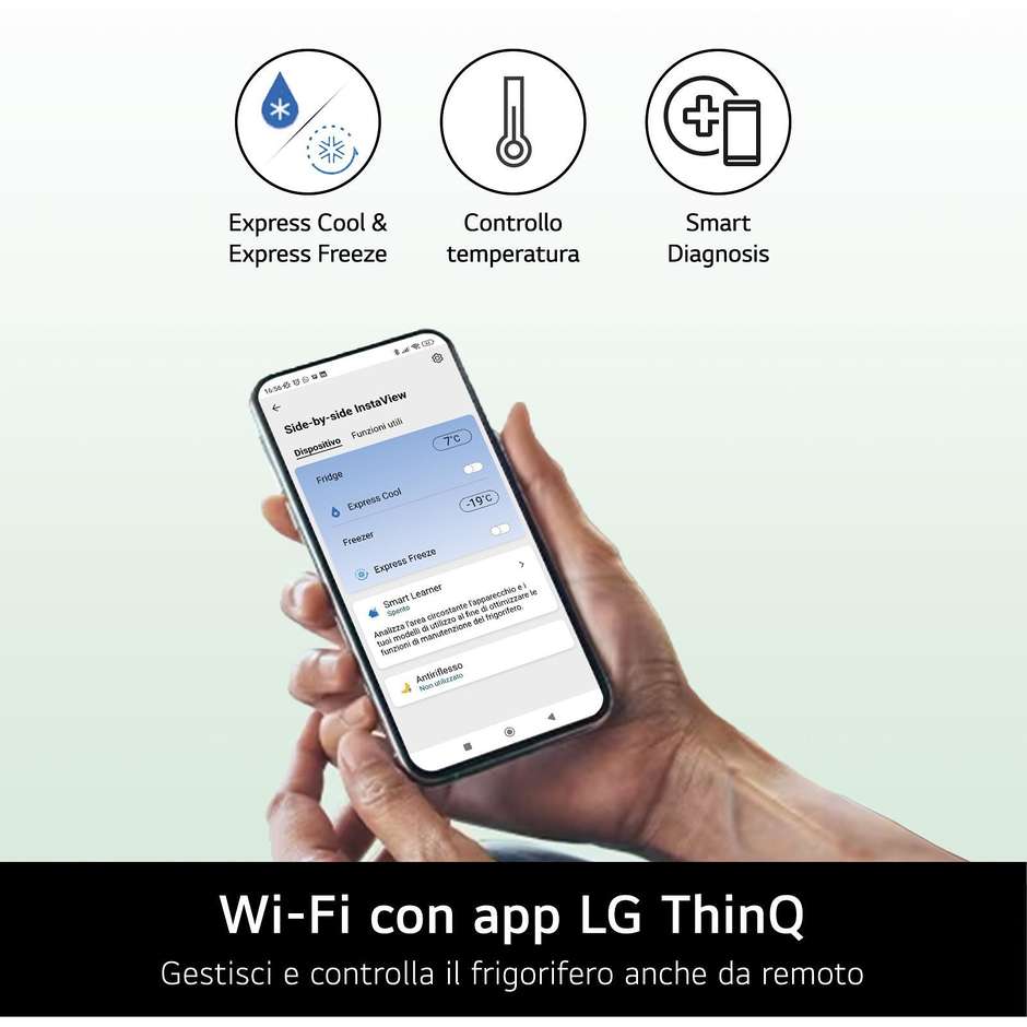LG GSGV80PYLD Frigorifero Side-by-Side Capacita 635 L Classe D Wi-Fi Colore Argento