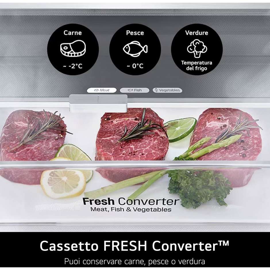 LG GSLE81PYBC Frigorifero Side-by-Side Americano UVnano Spaceplus 628 L Classe C Prime Silver