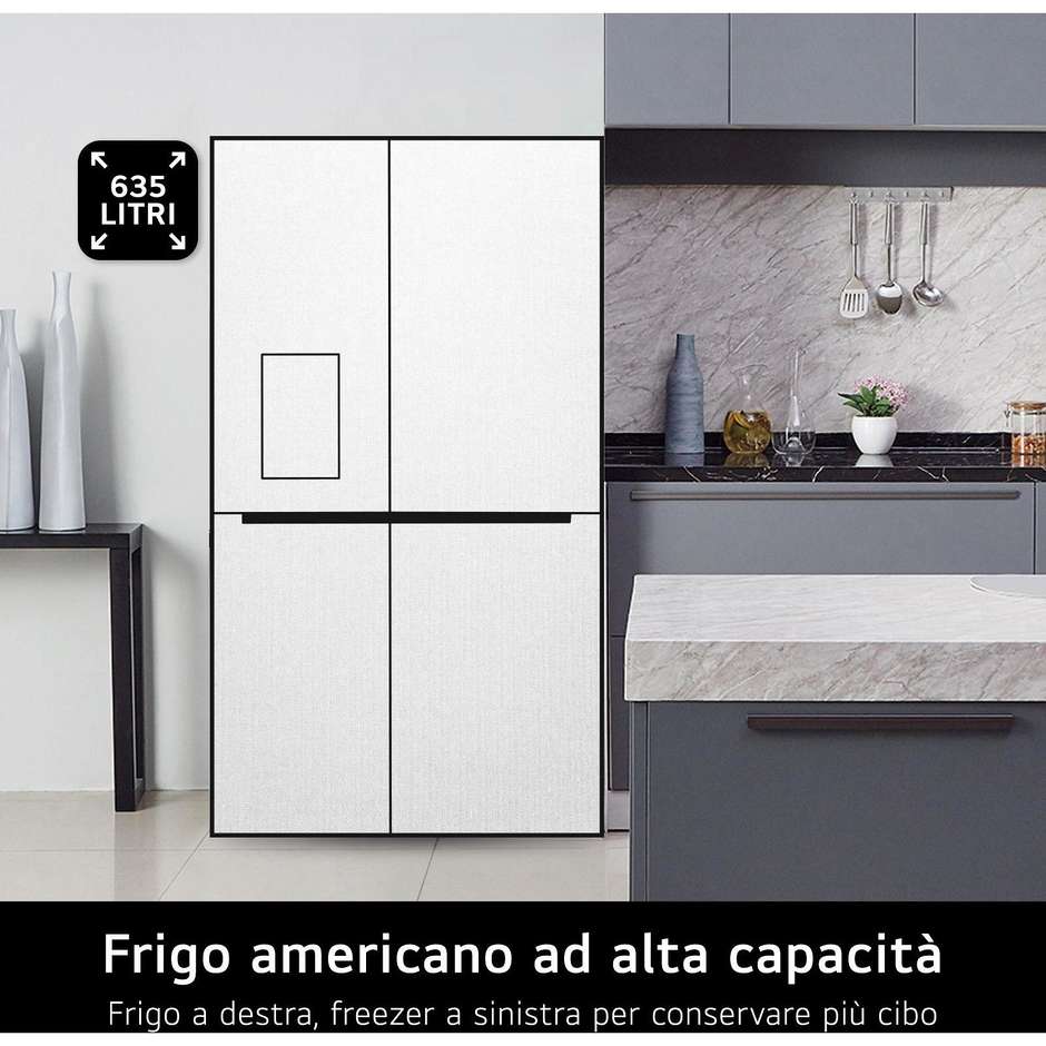 LG GSLV70PZTE Frigorifero Side-by-Side Capacita 635 Lt Classe E Colore Inox