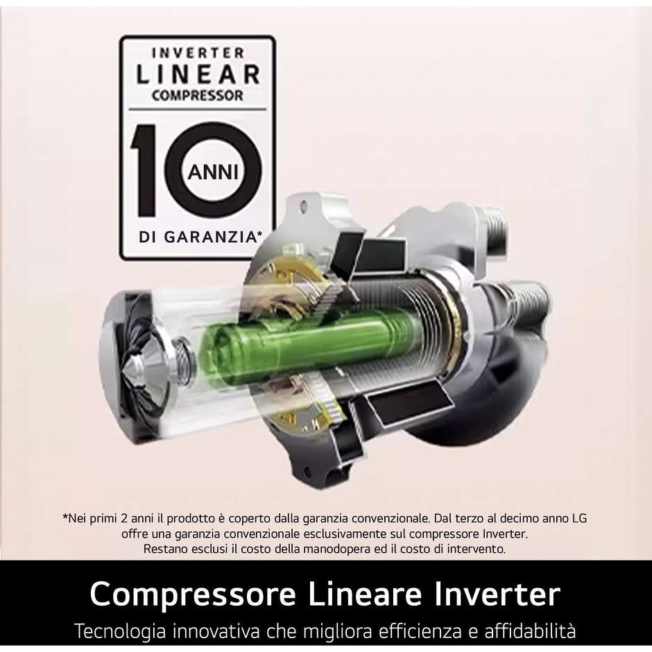 LG GSLV70PZTE Frigorifero Side-by-Side Capacita 635 Lt Classe E Colore Inox