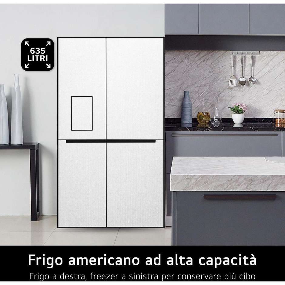 LG GSLV91MBAD Frigorifero Side-by-Side Capacita 635 Lt Classe D Colore Acciaio